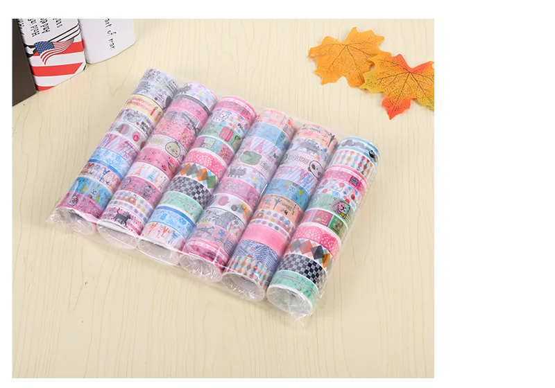 10pcs Plastic DIY Creative Student Cartoon Mini Color Tape Set Rainbow Decorative Tape  Paper Tape Waterproof Office supplies