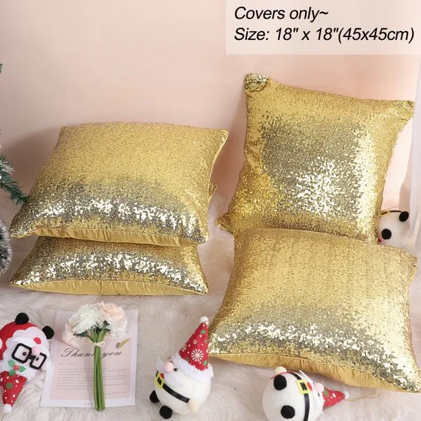 Gold Sequin Pillow Cover Home Decor Shiny Cushion Case Sofa Room Decoration Square Throw Pillow Cozy Living Room Accent 2026 T1
