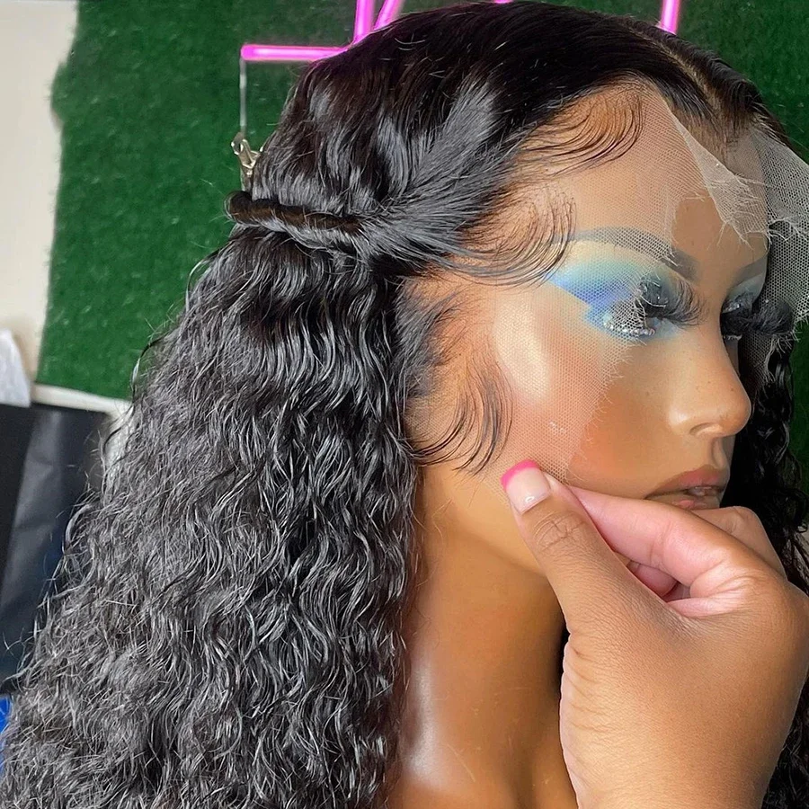 Long Kinky Curly 13*6 Lace Front Black Glueless Natural 26” Jewish Human Hair Wig Baby Hair HD Lace European Hair Preplucked