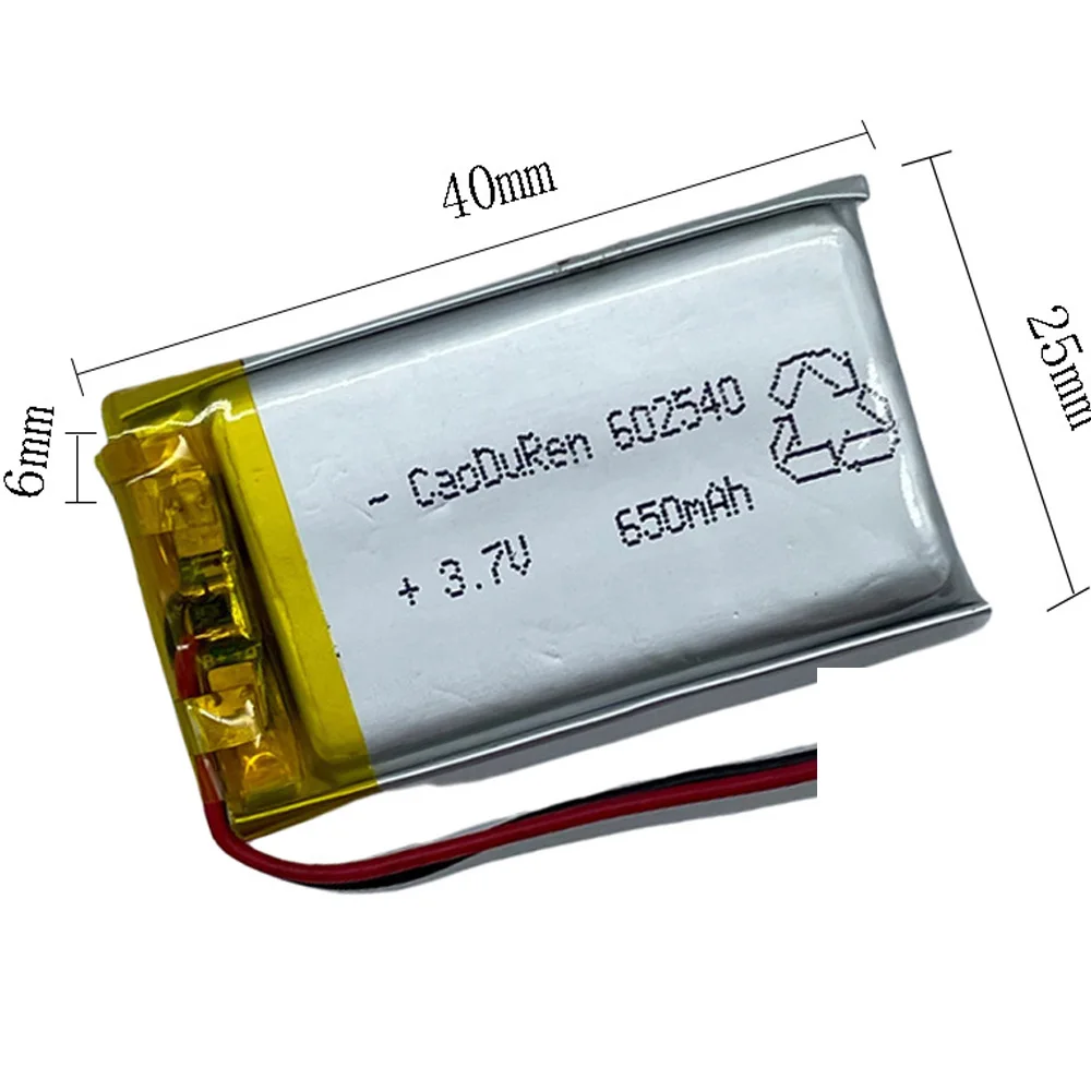

Rechargeable 3.7V 600Mah 602540 Lithium Polymer Ion Battery For SMART WATCH DVD MP479 MP3 CAMERA POWER BANK