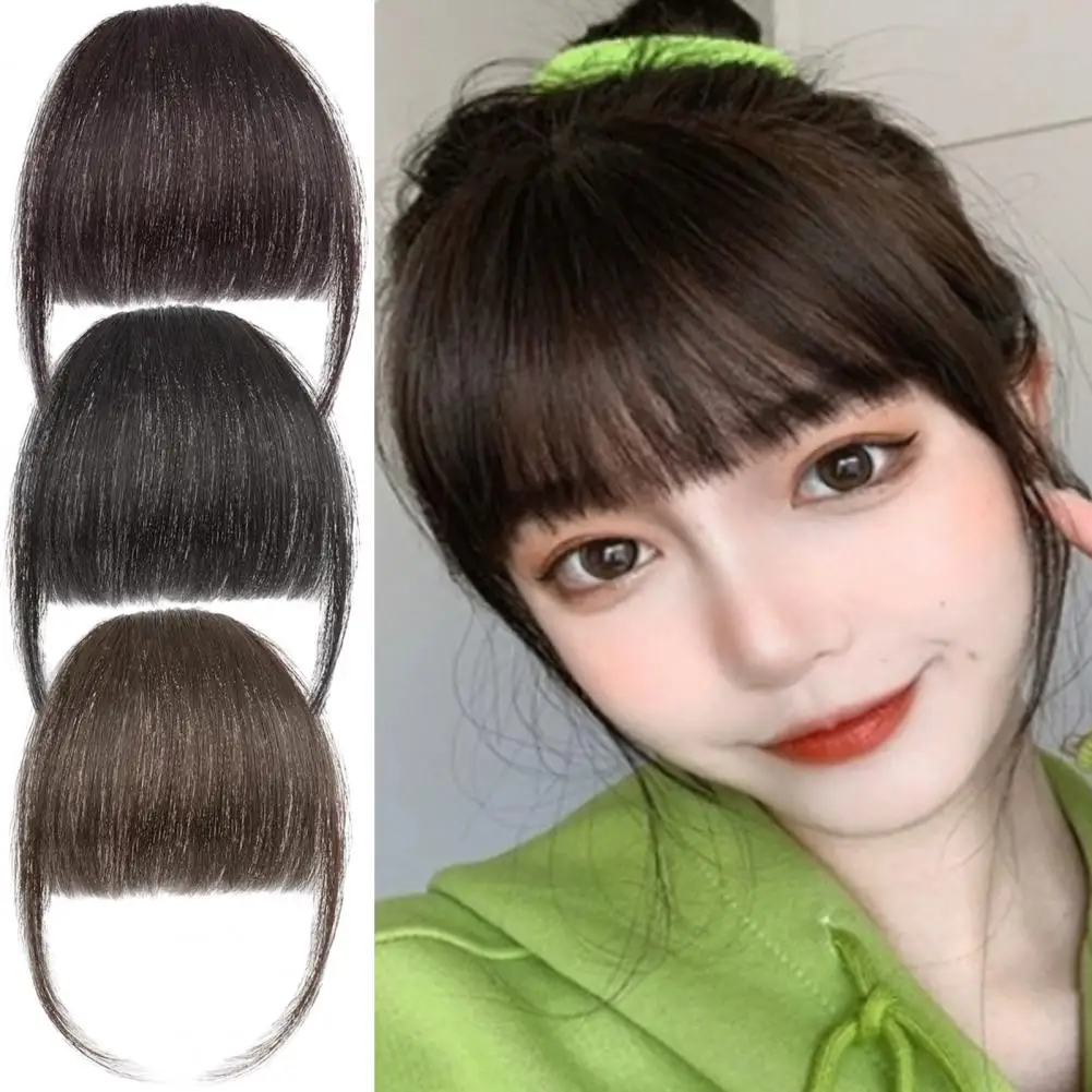 20 ซม.ผู้หญิงคลิป Bangs ธรรมชาติหน้าผาก Bangs ผมสีดําสีน้ําตาลตรง Bangs Fringe หญิงวิกผม Hairpieces ผมวิกผม