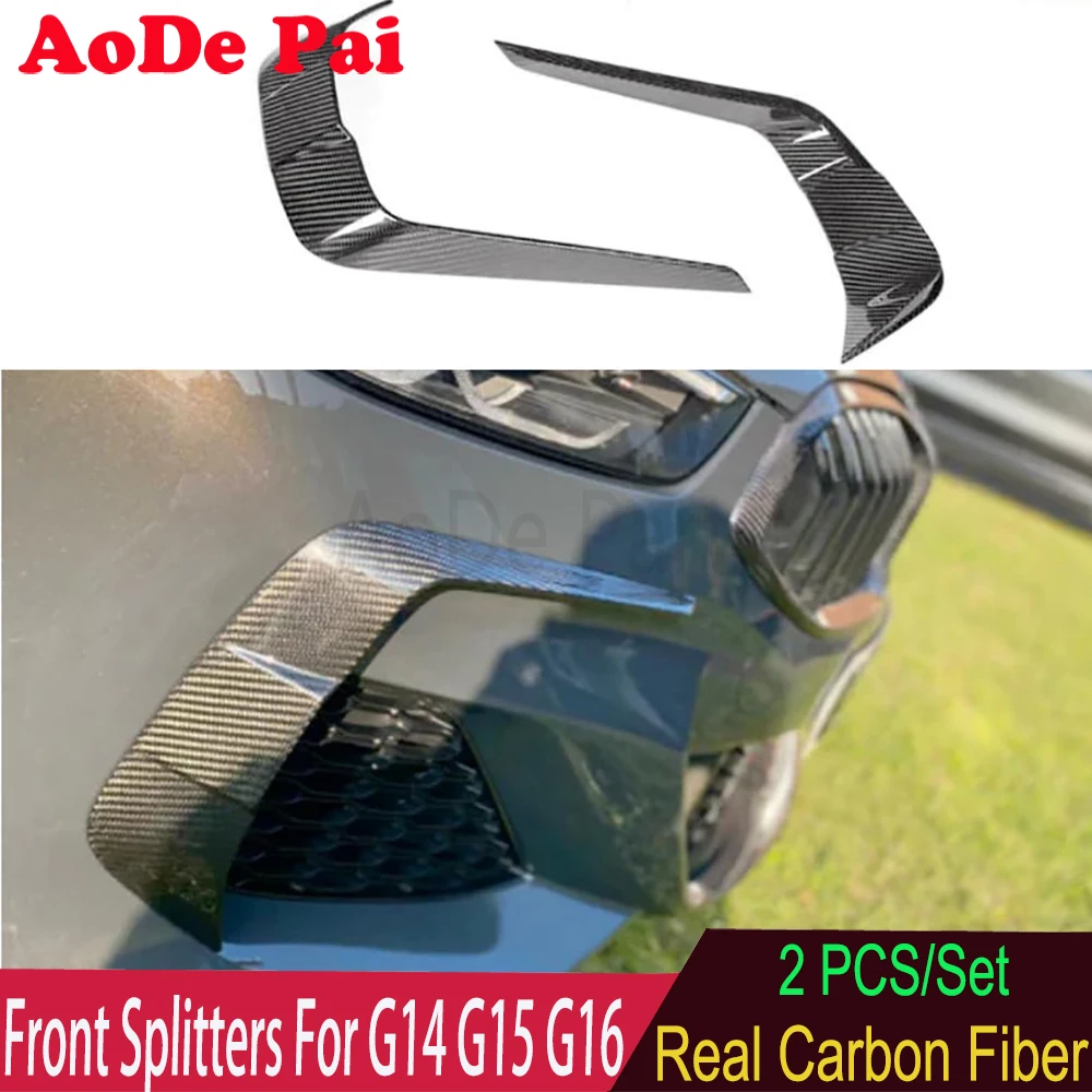 2 PCS/Set Real Carbon Fiber Front Bumper Splitters Air Canards For BMW 8 Series G14 G15 G16 M850i 2019-2025