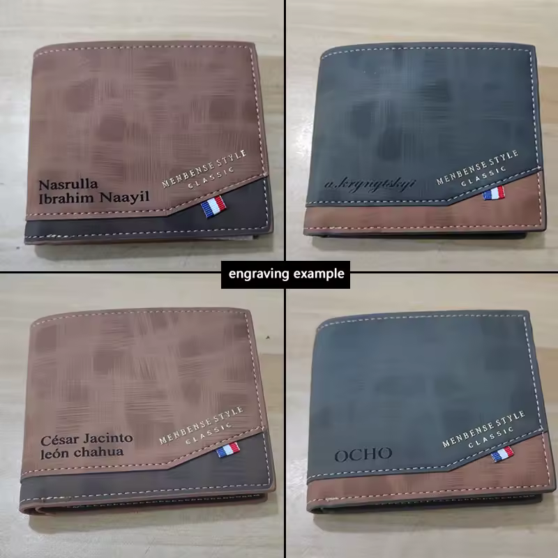 Free Name Engraving Men Wallets Slim Coin Pocket Photo Holder New Short Small Male Wallet Card Holder Frosted Leather Men Purses - Image 5