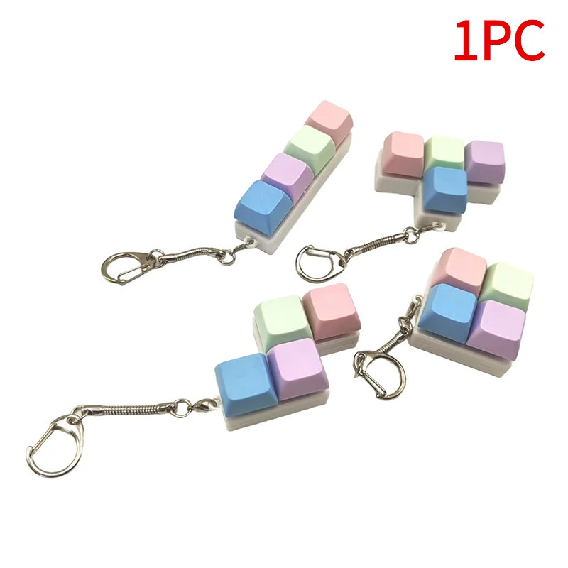 1PC Creative Decompression Keyboard With Macaron-shaped Keycaps Decompression Keychains And Small Toy Pendants.