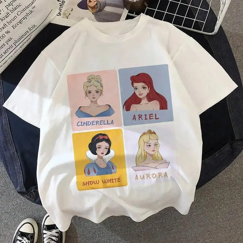 ديزني حسناء الأميرة طباعة بنين بنات تي شيرت القطن قصير الأكمام الكرتون أعلى ملابس الاطفال طفل تي شيرت الصيف الأطفال تي شيرت #4