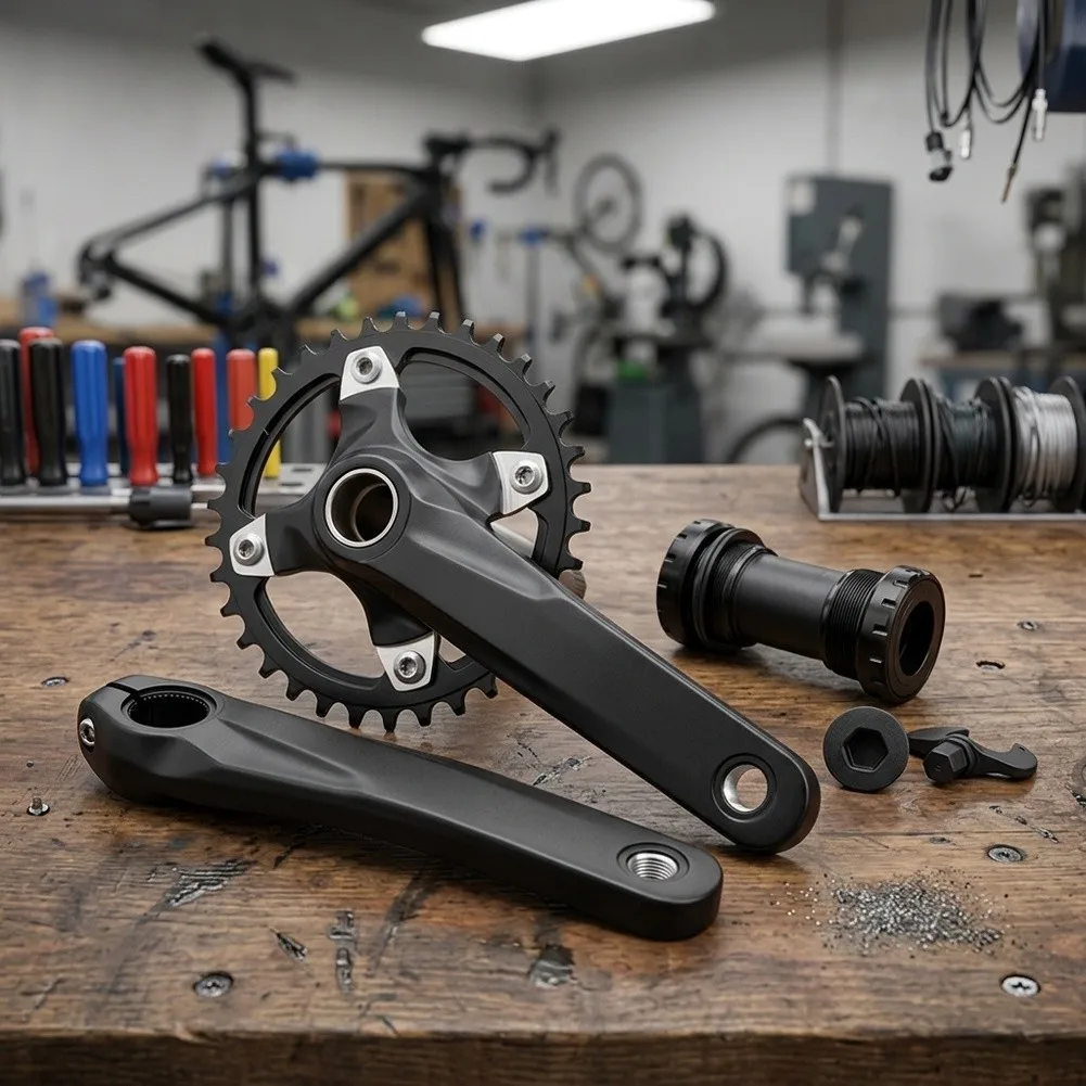 Aluminum Alloy Crank Bicycle Crankset Positive And Negative Tooth Multi-groove Fixation For Rugged Mountain Biking Conditions