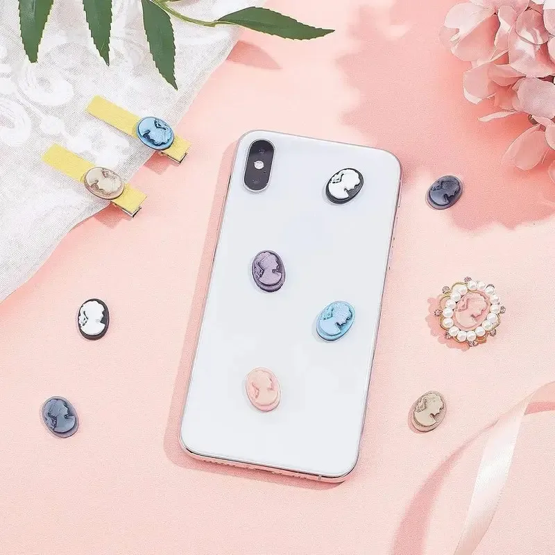 Onebeading 20mm Flat Back Resin Beauty Round Cameos Cabochons For Blank Base Bezel Settings DIY-Accessories 20pcs K06023