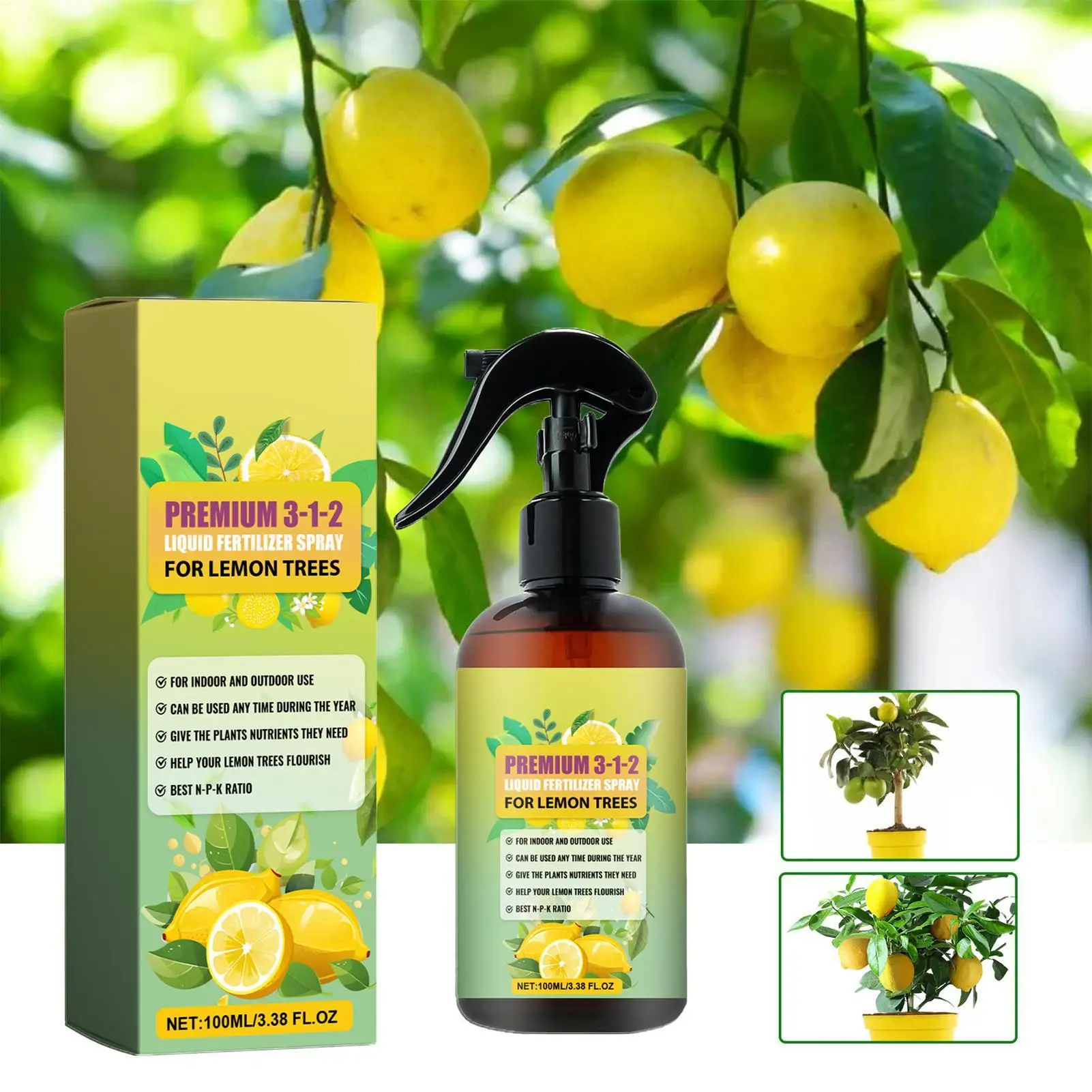 Plant fertilizer spray Liquid Fertilizer Concentrated Growth Spray Lemon Tree Spray Fertilizer Mist for Healthy Leaves and Root