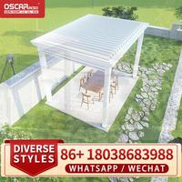 Outdoor Garden Electric Louvered Roof Pergola with Zip Screen Sliding Glass Panel in European Regions Adjustable Shading and Wea