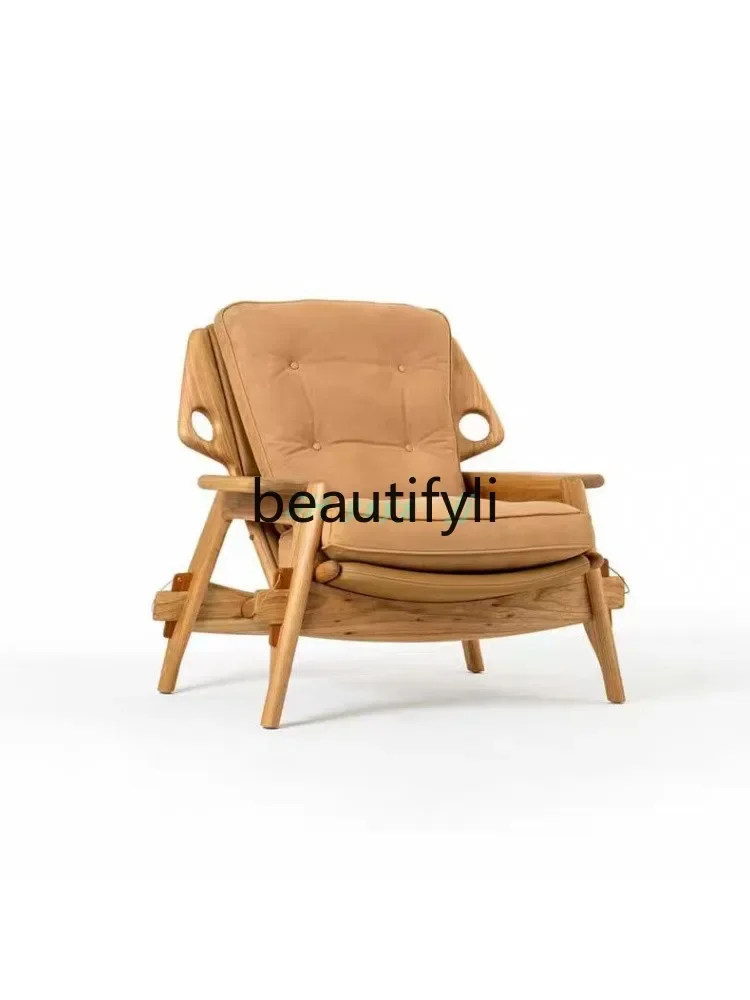 

Household solid wood homestay balcony leisure chair designer exhibition hall armchair