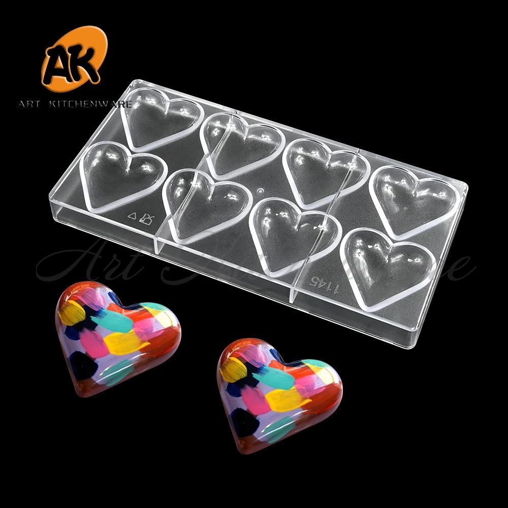 8 Cells Heart PC Chocolate Mold Ice Cube Tray Food Safe Popsicle Maker DIY Homemade Freezer Ice Lolly Mould