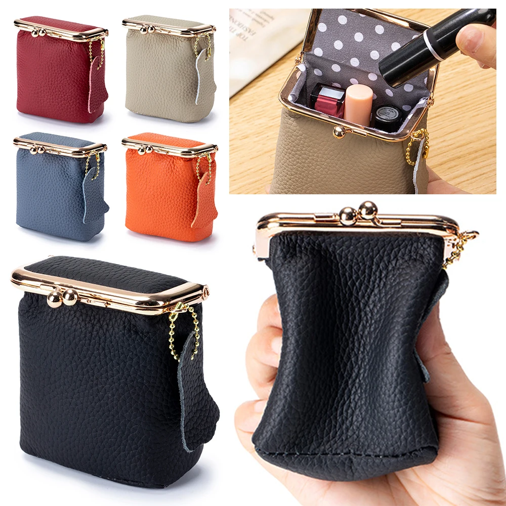 

High Quality Portable Lipstick Pouch Genuine Leather Soft Coin Purse Mini Keys Box