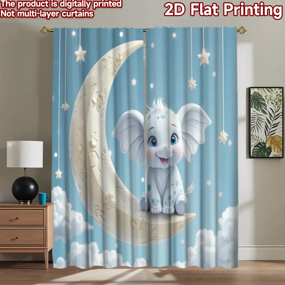 

1pc 2D flat Photography Backdrop Scene Tapestry Elephant on Crescent Moon 100% Polyester Anniversary for Suitable for outdoor