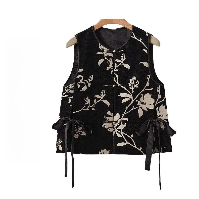 

Жаккардовый жилет Serene в китайском стиле | Универсальная многослойная деталь для Chic, Zen Aesthetic