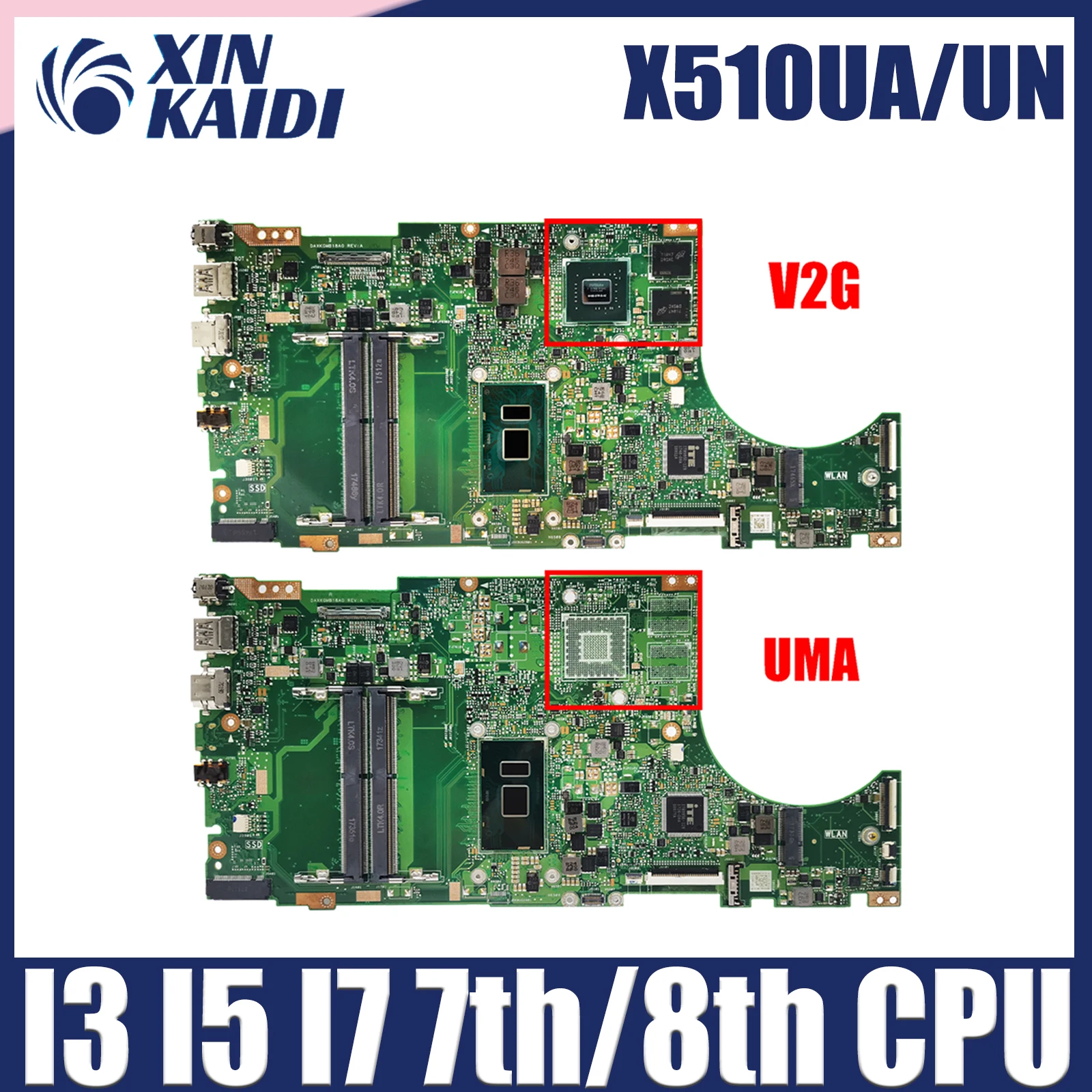 

X510UN Notebook Mainboard For ASUS X510UQ X510UA X510UNR X510UF F510U VM510UA X510UR S510UN S5100U Laptop Motherboard I3 I5 I7