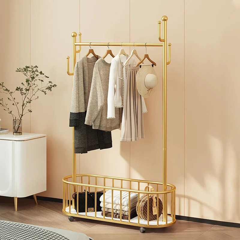 Metal Living Room Clothes Rack Stand Storage Nordic Golden Clothing Holder Wall Shelf Ropero ArmableTv Stand Furniture YYY30XP