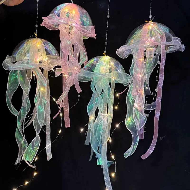 Luminous Jellyfish Lamp Colorful Luminous Toy Internet Celebrity Explosive Product Handheld Colorful Jellyfish Lantern