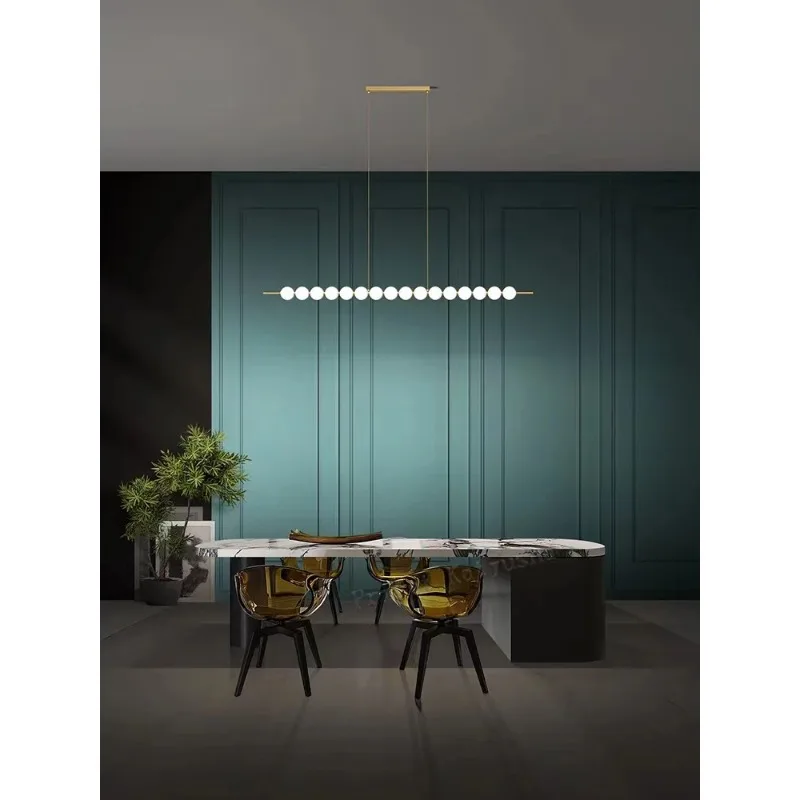 2026 Modern LED Magic Bean Brass White Ball Chandelier Gloss Restaurant Bar Counter Living Room Pendant Decoration Pendant Light