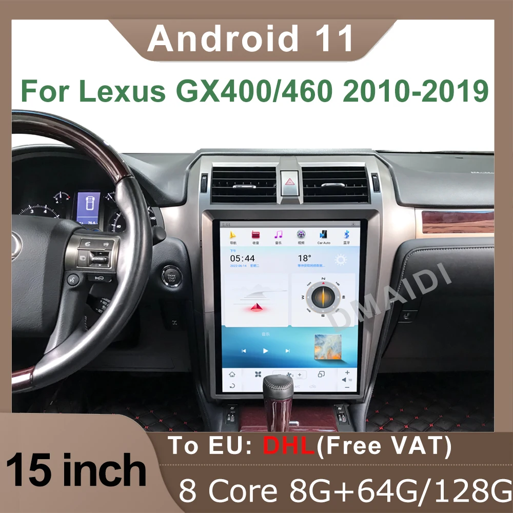 Tesla Screen Style Qualcomm Android 11 Car Multimedia player For Lexus GX GX400 GX460 2010-2019 Stereo Autoradio Carplay GPS 4G