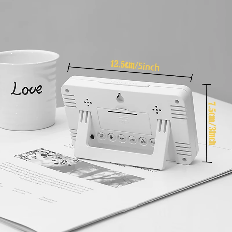 Digital Alarm Clock with Temperature Calendar Week Display Desktop Wall Clock for Bedroom Home Office Bathroom Battery Operated view 6