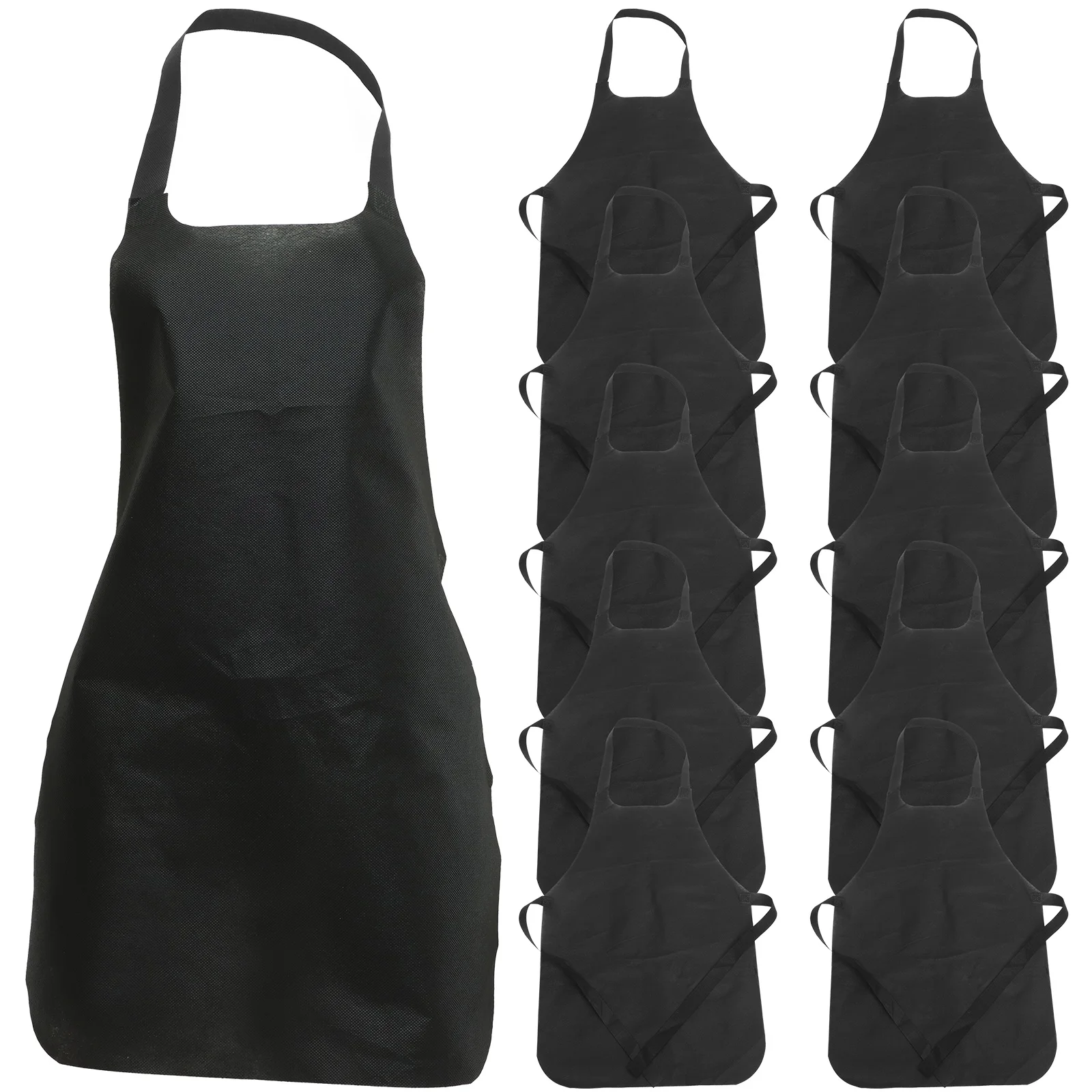 11pcs Unisex Disposable Aprons Thickened Oil Proof Antifouling Non-woven Fabric Apron for Cooking Painting Activities (White)