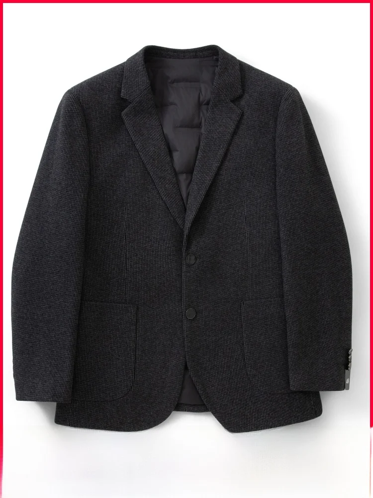 

High-End Goose down Filled Men's Winter Busin Casual Warmth Jaet Polyester Fiber Non-Iron Treaent 3D Stereo Design