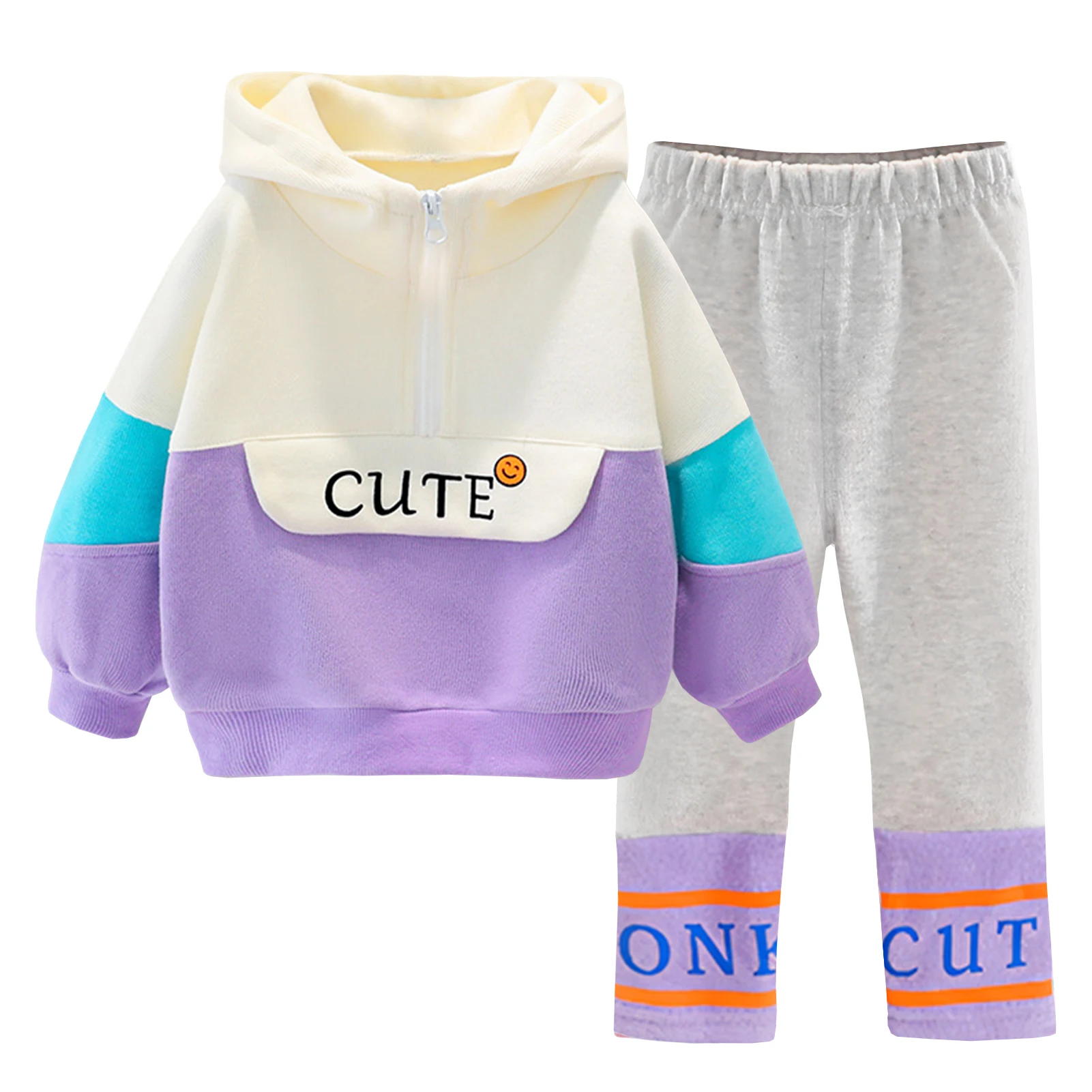 

Toddler Kids Tracksuits Hooded Sweatershirt Leggings Long Sleeve Letters Baby Girls Casual Cotton Pullover Tops Silm Bottoms Set