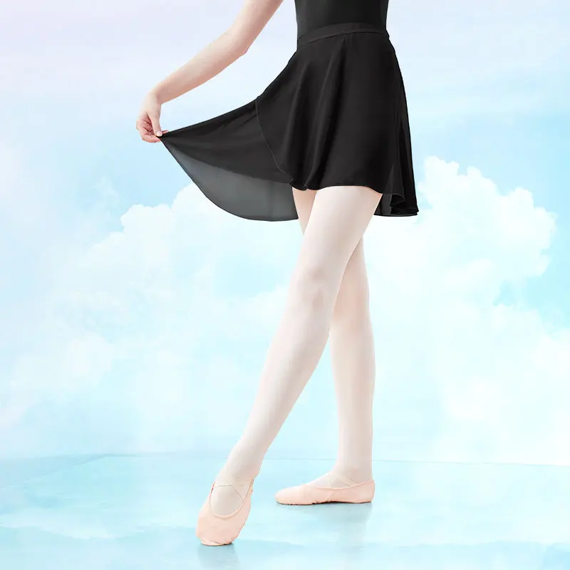 Vrouwen Ballet Rok Zwart Chiffon Dansrok Meisjes Dans Wikkel Rok Semi-Ondoorzichtige Rok Dansrok Ballerina Rok Verstelbare Stropdas