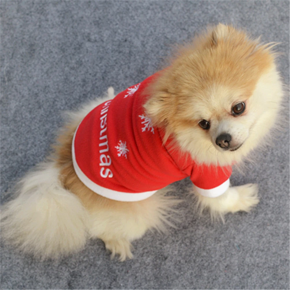 

Pet Clothes Dog Hoodies Winter Sweatshirt Cozy Small Dogs Puppy Coats Holiday Outfits Christmas Snowflake Coat Walking Jogging