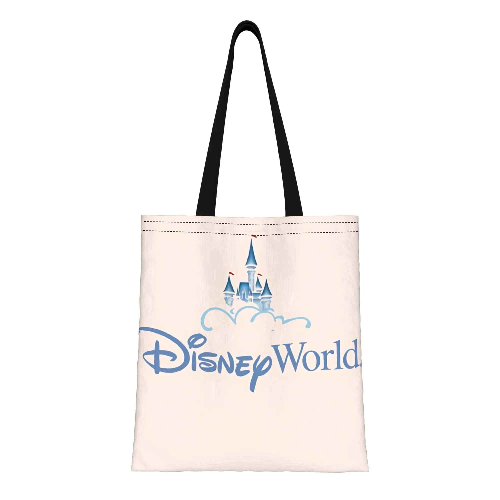 

1PC Valentine's Day Colorful Disney Logo castle desgin Reusable Double Sided Canvas Tote Bag Shoulder Handbag