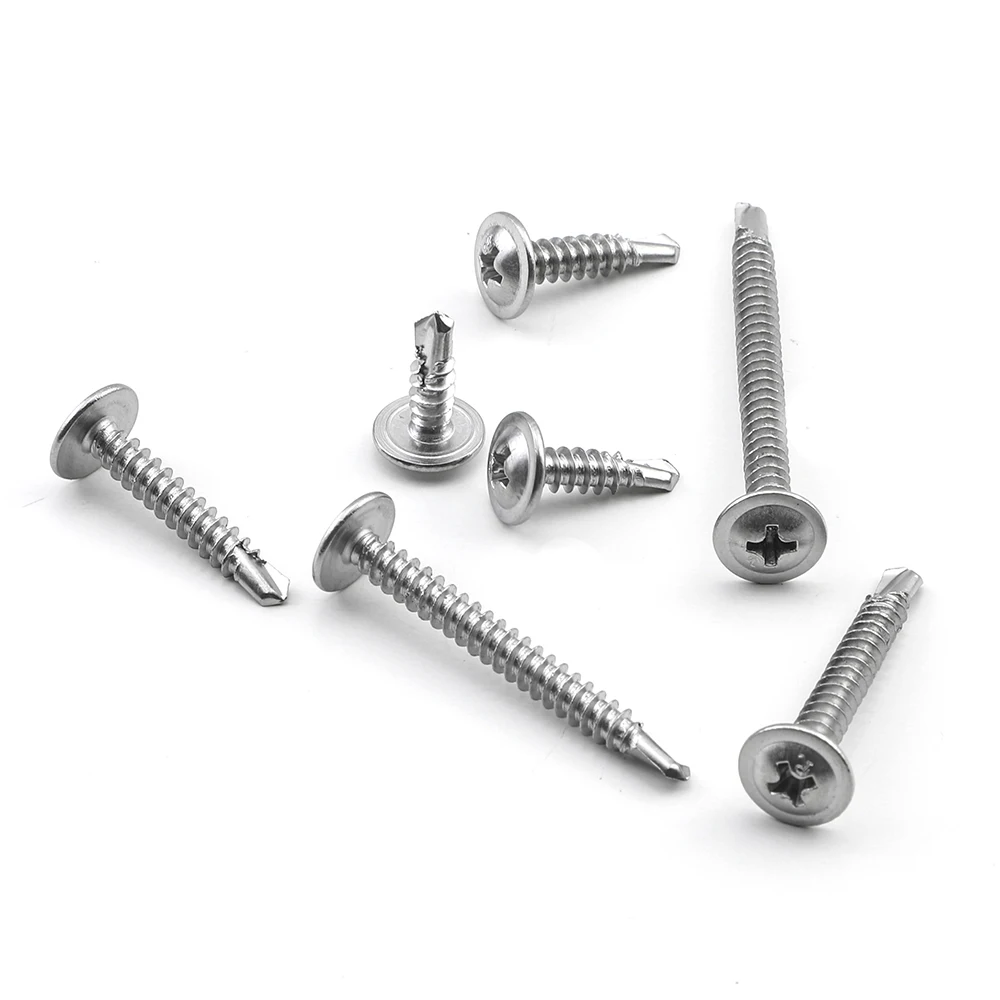 Hongtu 30 قطعة رأس الغسالة فيليبس برغي حفر ذاتي M4.2 M4.8 مسامير هارديفليكس من الفولاذ المقاوم للصدأ للصفائح المعدنية #5