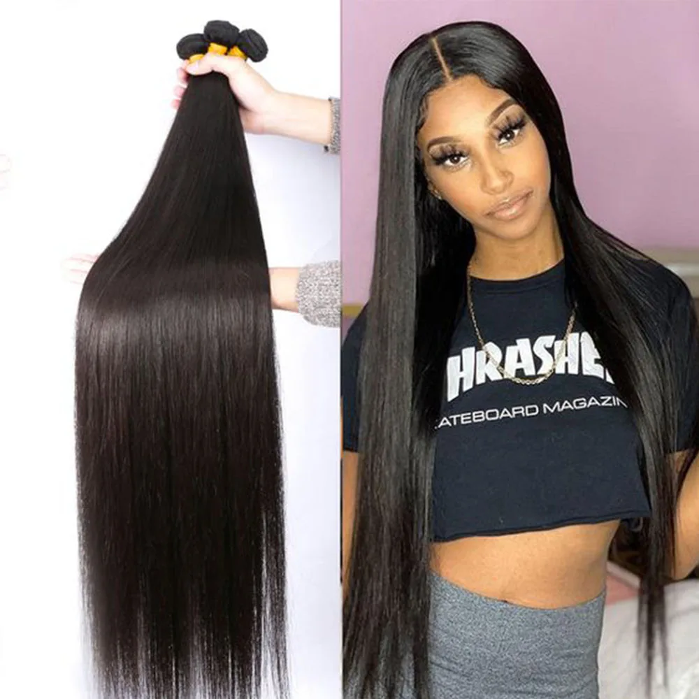 Straight Hair Brazilian Straight Human Hair Weave Bundles Natural Black 1/3/4 pcs/lot 100% Human Hair Bundles Remy Hair