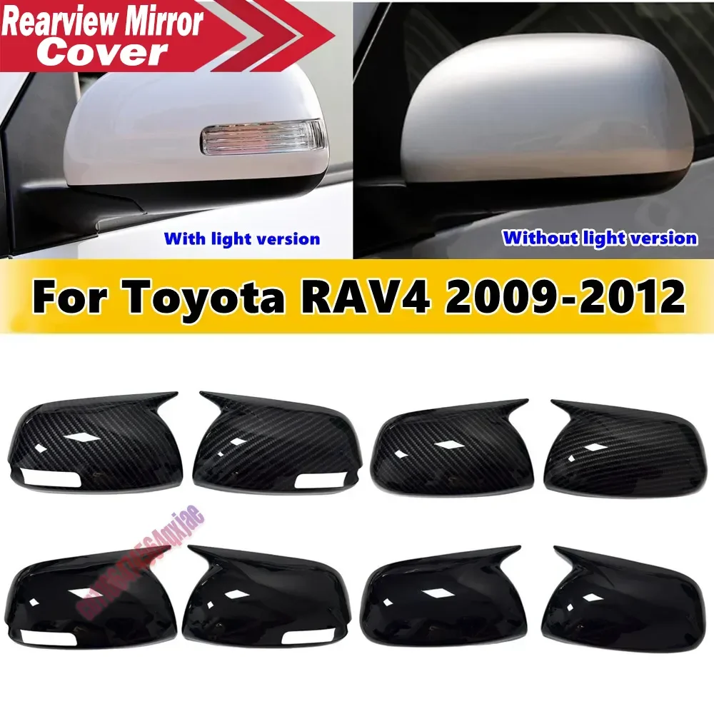 For Toyota RAV4 2009 2010 2011 2012 ABS Plastic Car Rearview Side Mirror Cover Wing Cap Exterior Door Trim Adhesive Sticker