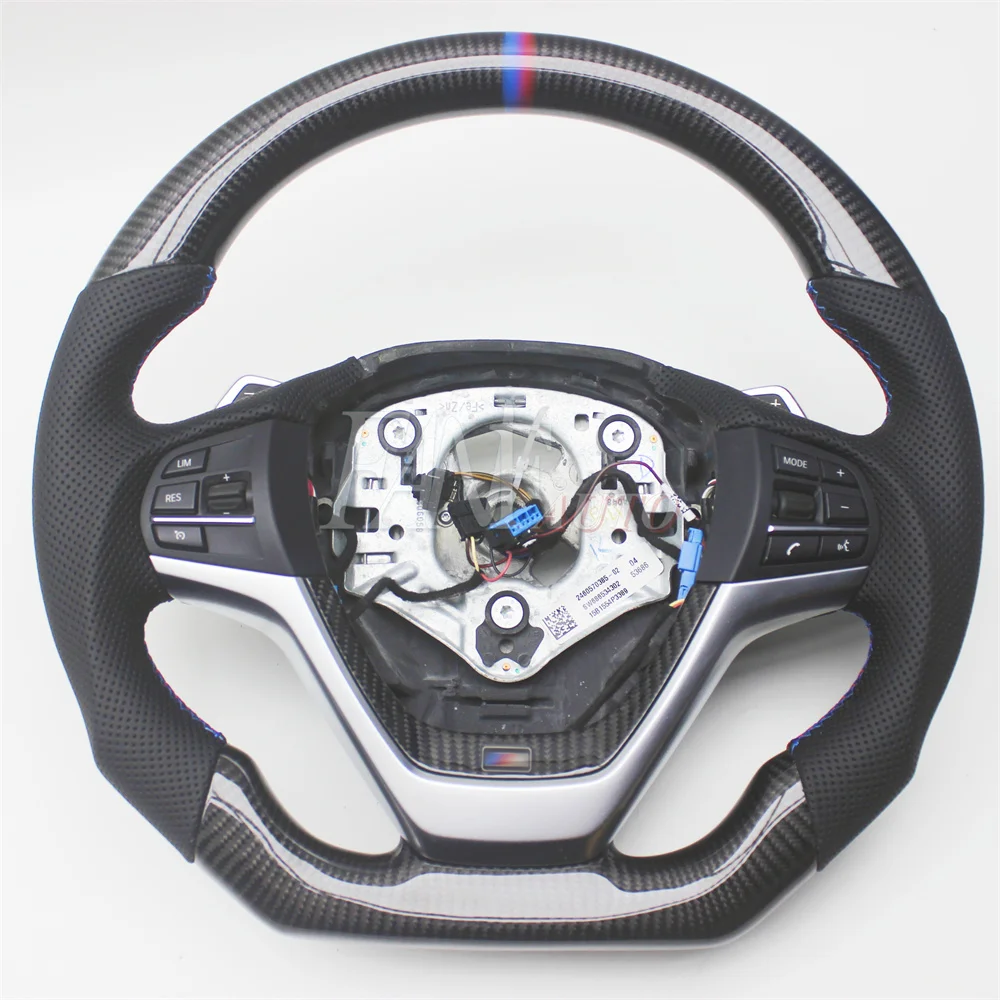 Replacement Real Carbon Fiber Steering Wheel with Leather for BMW X5 F15 F85 X6 F16