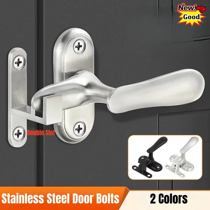Дверные болты с двумя прорезями из нержавеющей стали, 90 ° /180 °   Замок с откидной защелкой, пряжка для ворот, противоугонные замки, аксессуары для дверных ручек