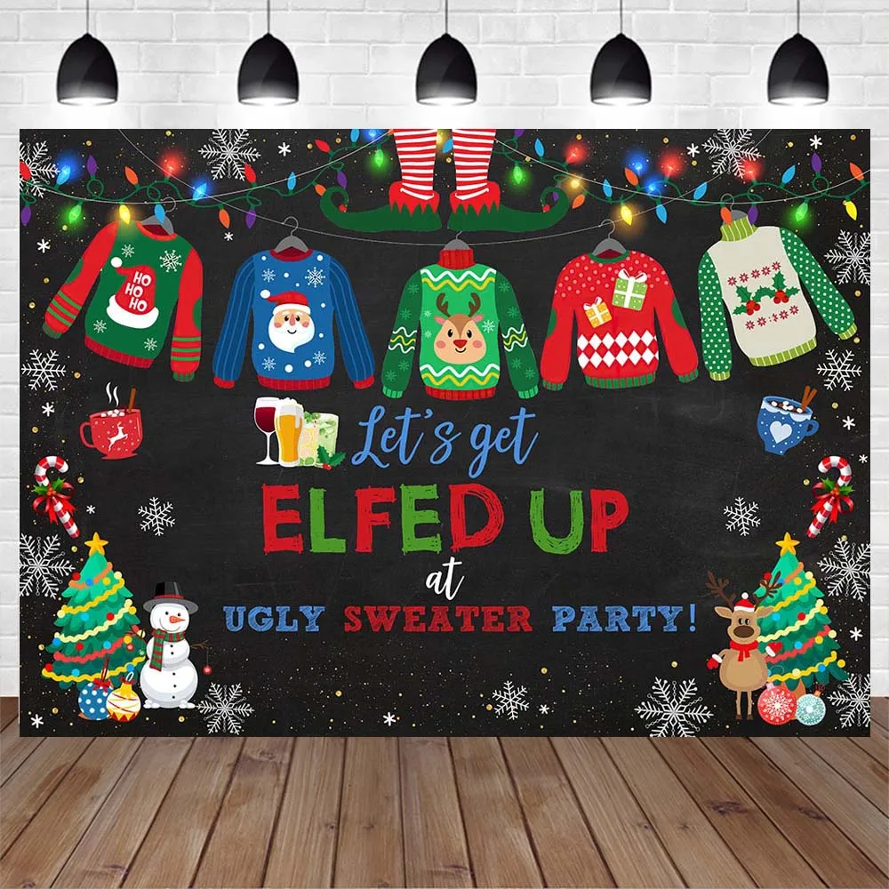 Mocsicka Xmas Baby Shower фон с указанием пола, Рождественский уродливый свитер, пижамы, вечерние фотофоны, черная доска, декор, баннер
