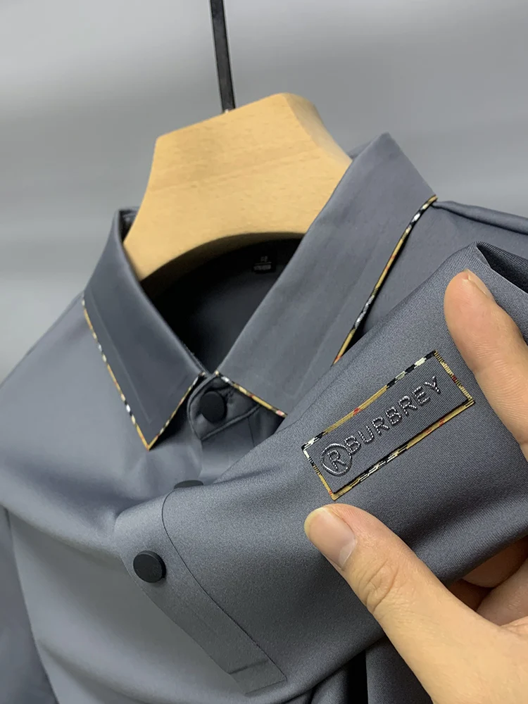 

Новая мужская летняя футболка 2023 года из гладкого ледяного шелка, повседневная, премиум-качества, модная, в деловом стиле