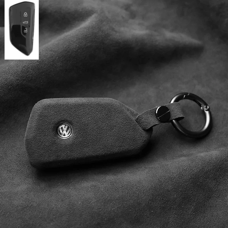 Alcantara For Volkswagen New Car Key Case Cover For 21 Golf 8 Generations Of ID4/ID6 CROZZ X Car Key Shell Bag Auto Accessories