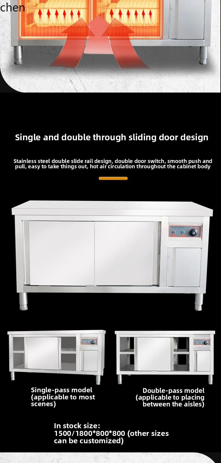 ZML thermal insulation heating dish equipment workbench hot air circulation disinfection cabinet stainless steel dish warmer