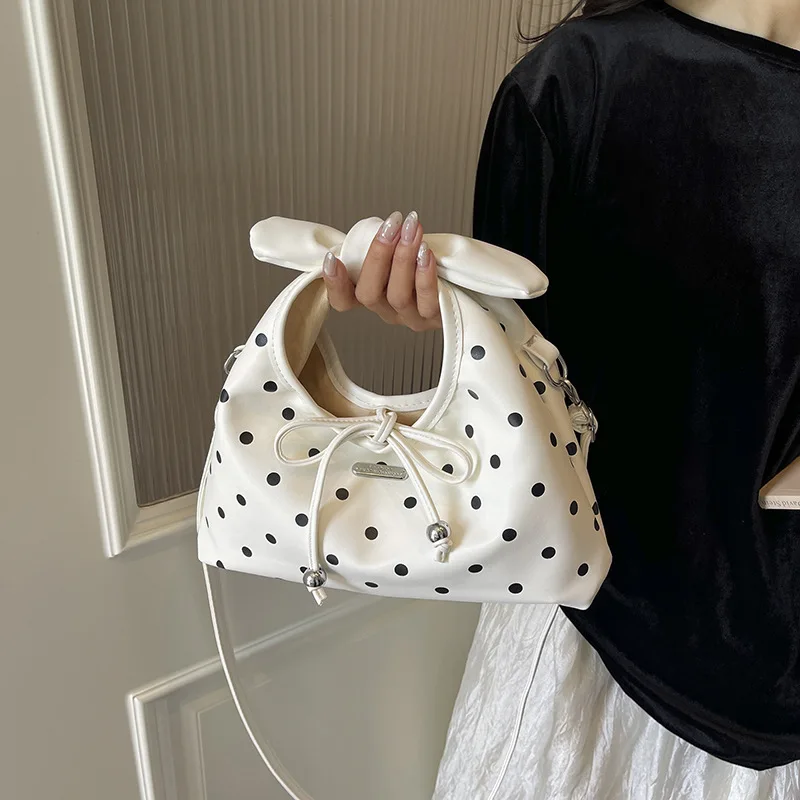 Women's Crossbody Bag Niche Design Bag Women's Large-capacity Retro Polka Dot Shoulder Messenger Bag Casual Portable Dumpling