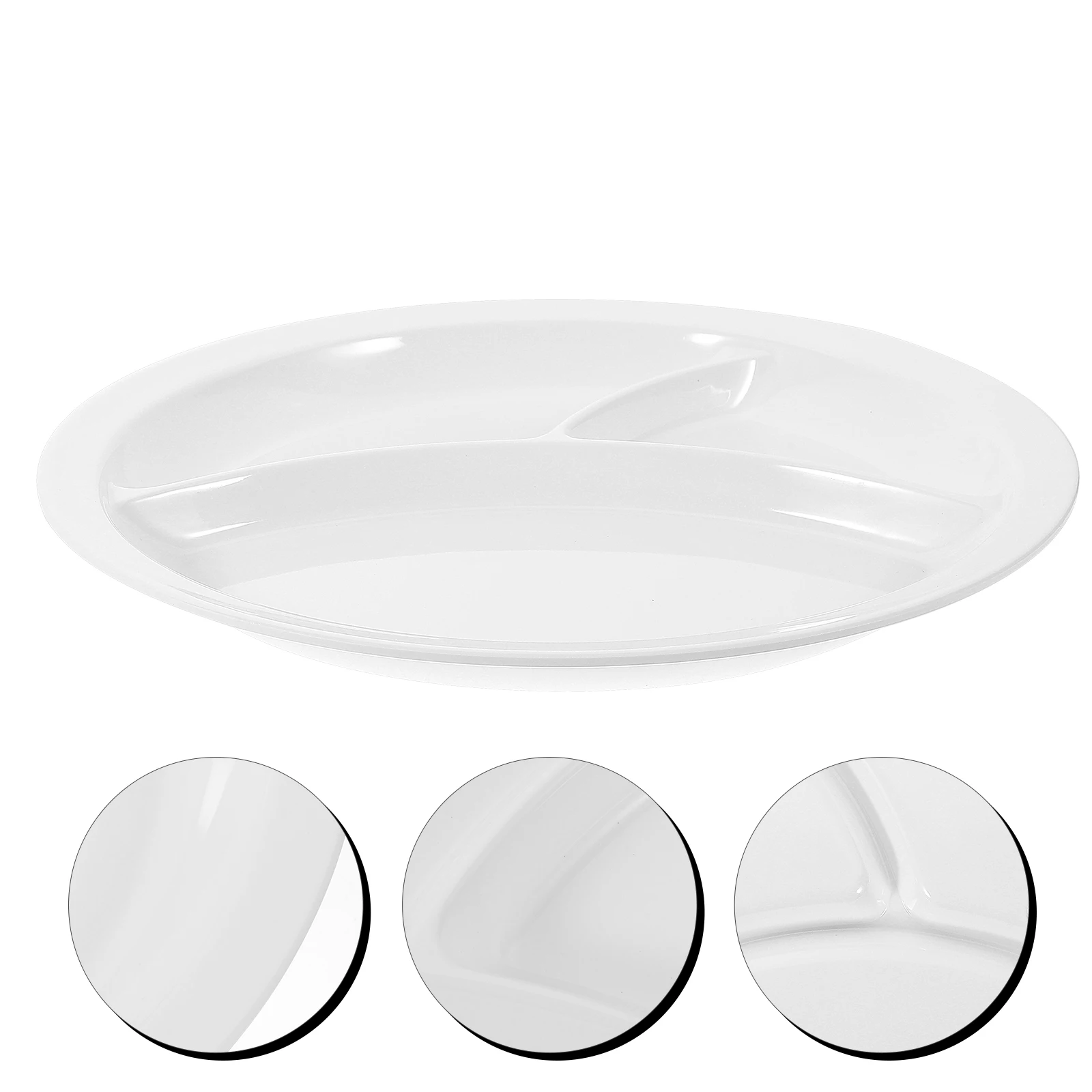 

Multi Compartment Dinner Plates White Kids Reusable Divided Steel Food Storage Home Serving Snack Portable Compact Light