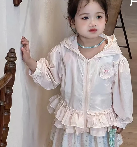 Girls Versatile Sunscreen Clothes for Summer 2025 New Children Korean Loose Top Fashionable Summer Clothes for Children