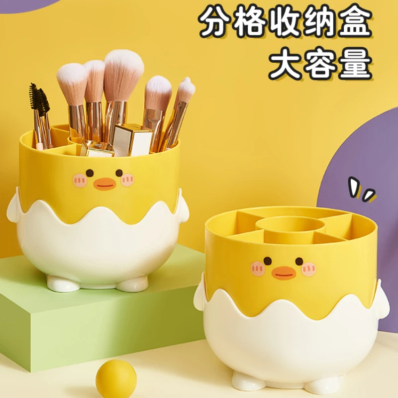 Small Yellow Duck Pen Holder Student Dormitory Desktop Cute Large Capacity Crayon Storage Container Office Plastic Pen Holder