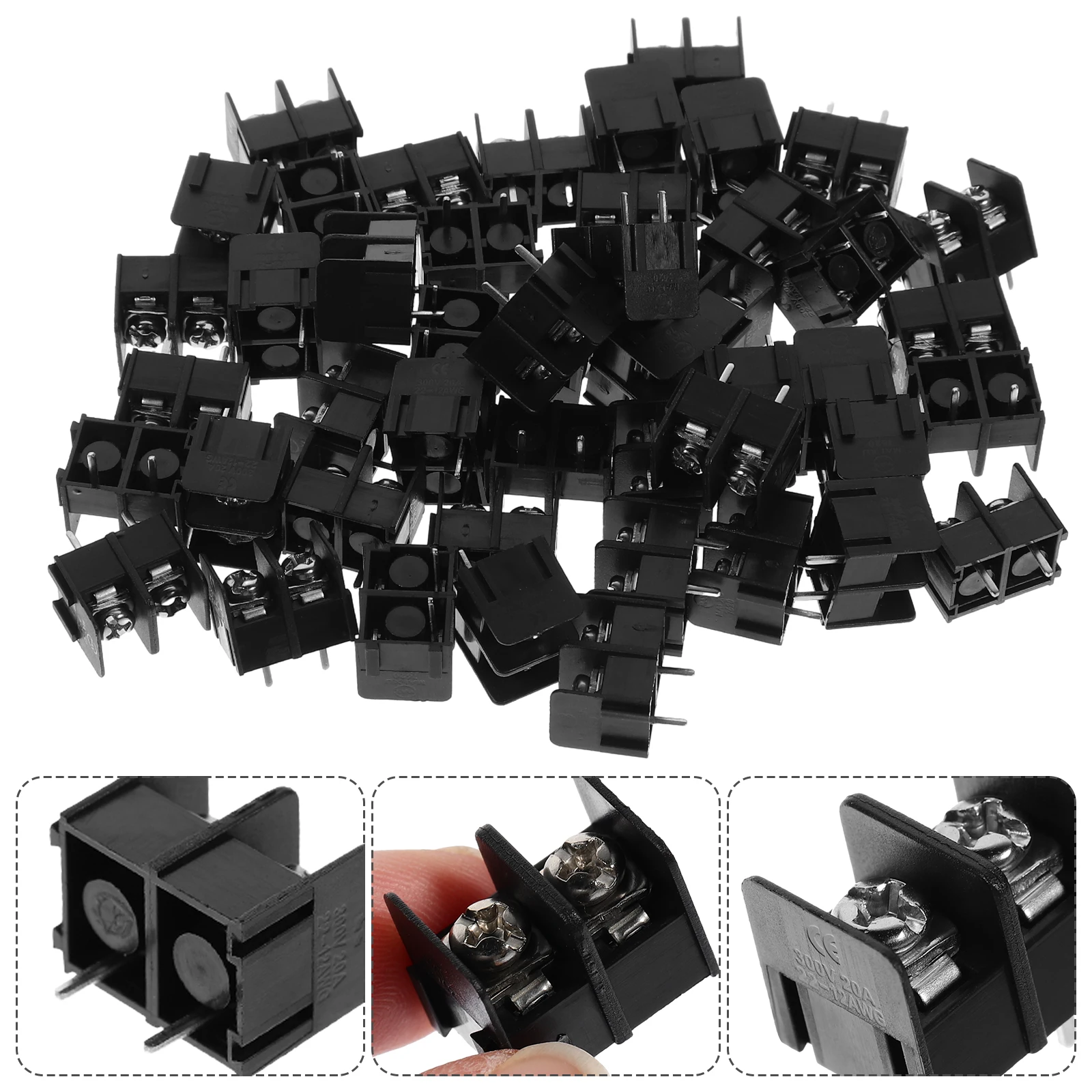 

50pcs Screw Type Terminal Block Connector 2 Pin Pcb Mount Insulating Wire Electrical Connector Reliable For Diy