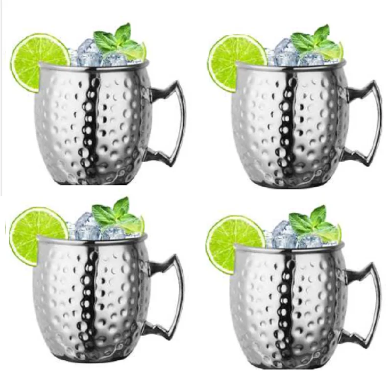 

8pcs Hammered Moscow Mule Copper Mugs Set - Stainless Steel Metal Beer Wine Coffee Cup for Serving Cocktails Cup Tazas Bar Tool