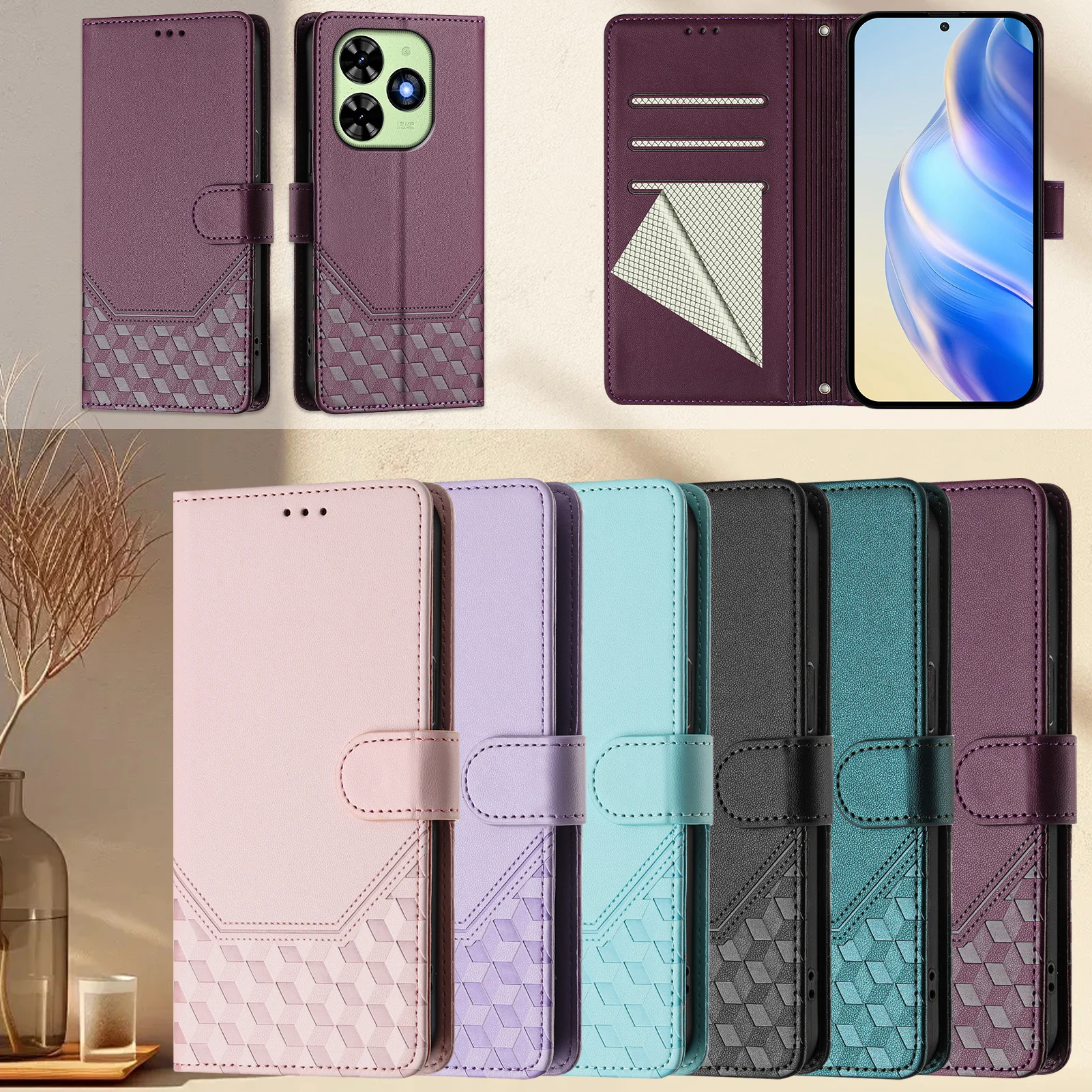 3D Leder Telefon Brieftasche Fall Buch Für Infinix Hot 50i 40i 30i Hinweis 50 40 30 Pro Smart 9 8, Tecno Spark 30C 20C 10C 20 10 Go Cover