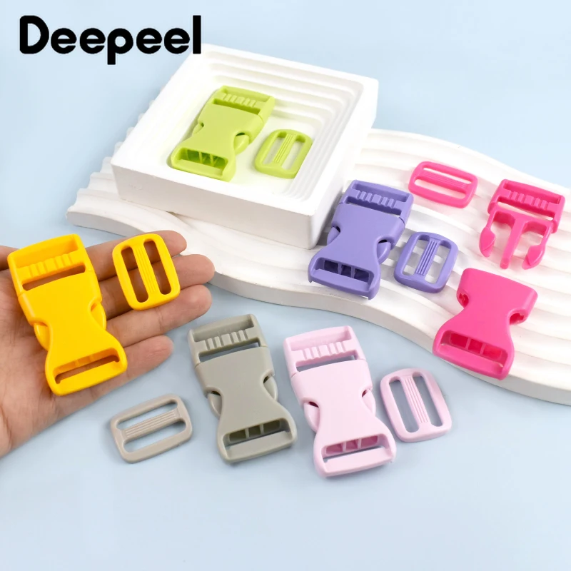 

10/20Sets 15/20/25mm Colored Plastic Release Buckle Pet Collar Tri-Glide Slider Clasp Webbing Strap Adjust Buckles Accessories