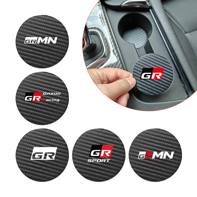 Car Water Cup Mat Anti-Slip Pad For TOYOTA GR Yaris Sport Gazoo Racing Corolla Supra 86 Hilux C-HR Cross RAV4 Prius Accessories