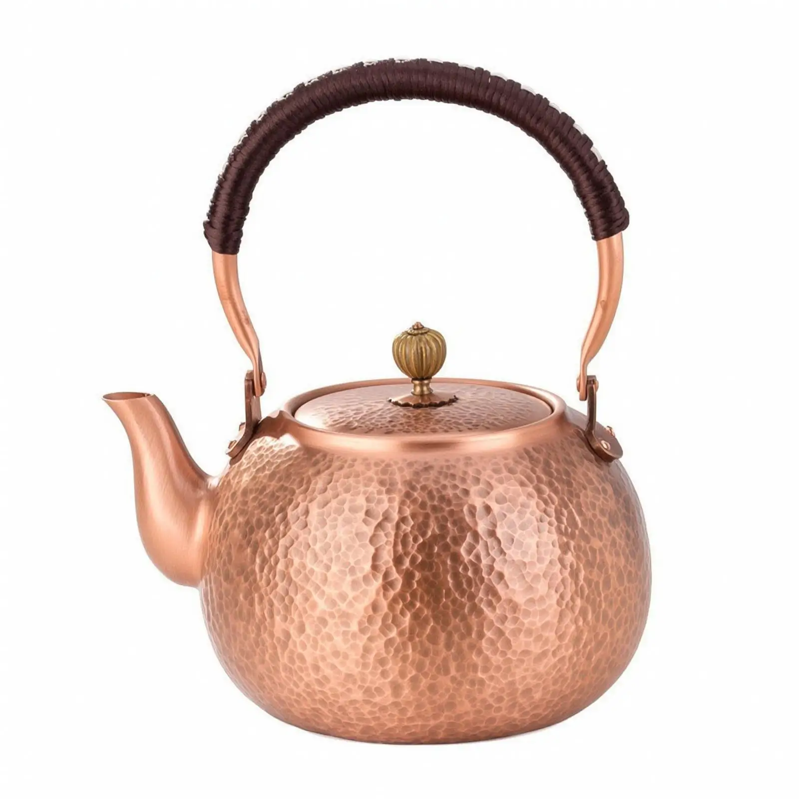 Traditional Copper Teapot Hammered Texture 1600ml Kettle with Built in Strainer for Classic Tea Room Serving Home