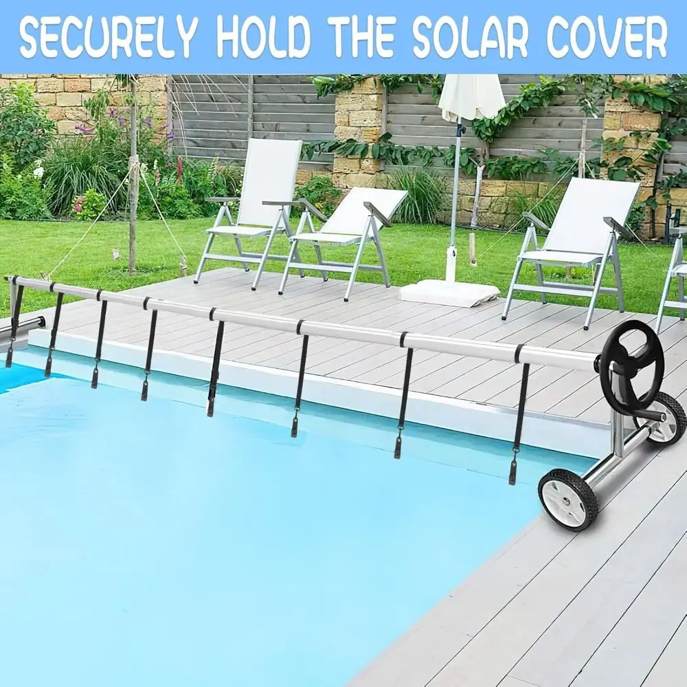 

18/24Pcs Heavy-duty Pool Solar Cover Reel Attachment Kit Fixed Windproof Solar Cover Attachment Kit Straps Rope&Clip Universa